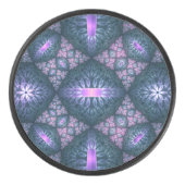 3D Fractal Art Pattern Turquoise Paars Pink Hockey Puck (Voorkant)