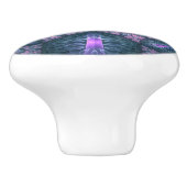 3D Fractal Art Pattern Turquoise Paars Pink Keramische Knop (Zijkant)