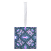 3D Fractal Art Pattern Turquoise Paars Pink Kubus Ornament (Rechts)