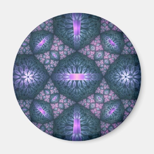 3D Fractal Art Pattern Turquoise Paars Pink Magneet (Voorkant)