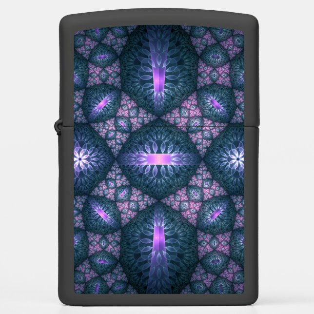 3D Fractal Kunstpatroon Turquoise Paars Roze (Voorkant)