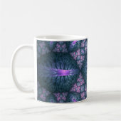 3D Fractal Kunstpatroon Turquoise Paars Roze Koffiemok (Links)