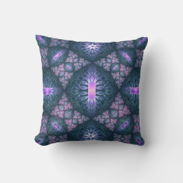 3D Fractal Kunstpatroon Turquoise Paars Roze Kussen