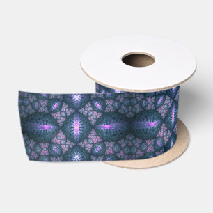 3D Fractal Kunstpatroon Turquoise Paars Roze Lint