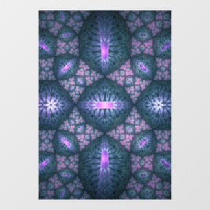 3D Fractal Kunstpatroon Turquoise Paars Roze Raamsticker