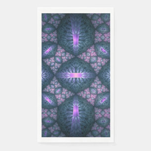 3D Fractal Kunstpatroon Turquoise Paars Roze Servet