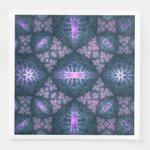 3D Fractal Kunstpatroon Turquoise Paars Roze Servet