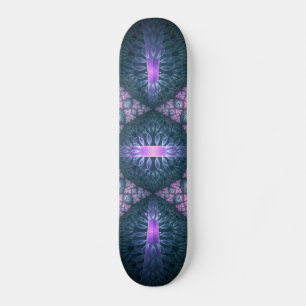 3D Fractal Kunstpatroon Turquoise Paars Roze Skateboard