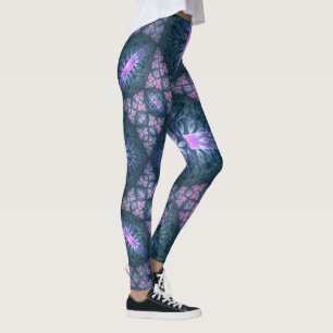 3D Fractale Kunst Abstract Patroon Blauw Paars Roz Leggings