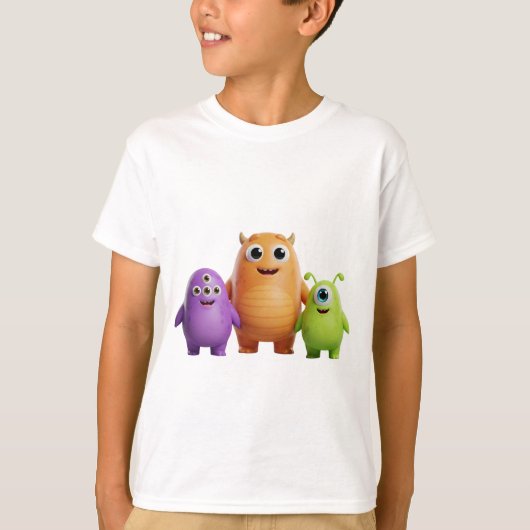 3D Friendly Monster Trio T-shirt (Voorkant)