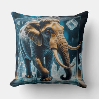 3D Frozen Elephant in Frosted Ice Cube Kussen