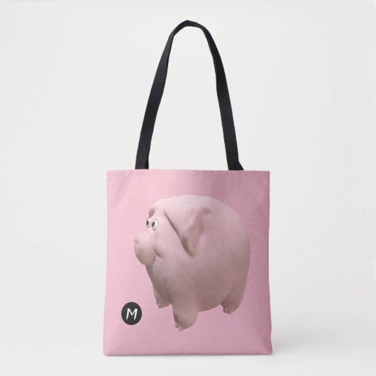 3D Funny Pig Year Birthday Monogram kies kleur B Draagtas (Voorkant)