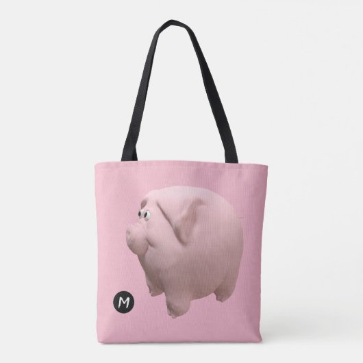 3D Funny Pig Year Birthday Monogram kies kleur B Draagtas (Achterkant)