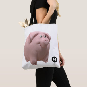 3D Funny Pig Year Monogram kiezen voor kleurenlabe Draagtas