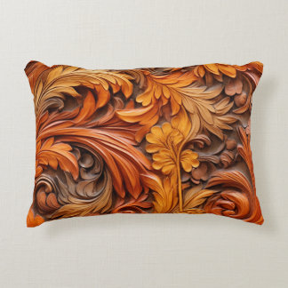3D gebrande oranje floral accent kussen