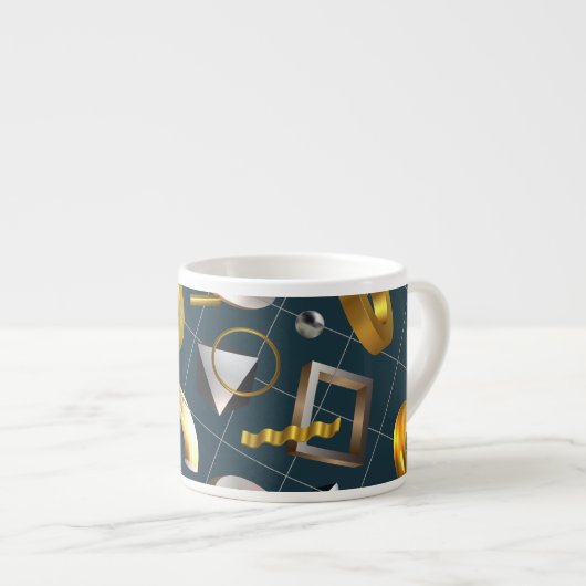 3D geometrisch patroon Espresso Kop (Voorkant rechts)