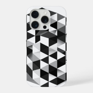3D Geometrische Kubus Monochroom Illusie Patroon iPhone 15 Pro Hoesje