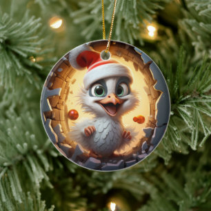 3D gepersonaliseerde kerst vogel Keramisch Ornament