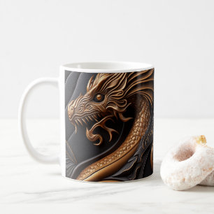 3D Gereedgemaakte Lederen look Gedrukt Dragon Koffiemok