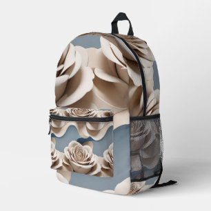 3D gerenderde rozen in tinten blauw en wit Bedrukte Rugzak