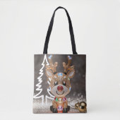 3D gestileerde Rudolph Canvas tas kerstrendier (Voorkant)