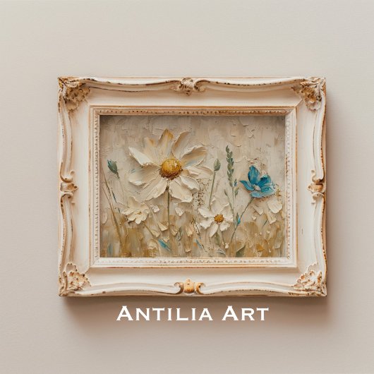 3D Getextureerde Wildflowers Schilderen Spring Flo Poster