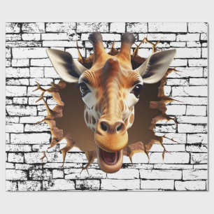 3D-giraffe-muurbreukkunst - Realistische safari Cadeaupapier