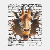 3D Giraffe Wall Break Art – Realistic Safari Fleece Deken (Voorkant)