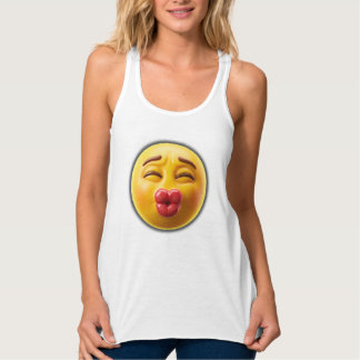 3D Glanzende Kusgezicht Emoji Volle Rode Lippen Ha Tanktop