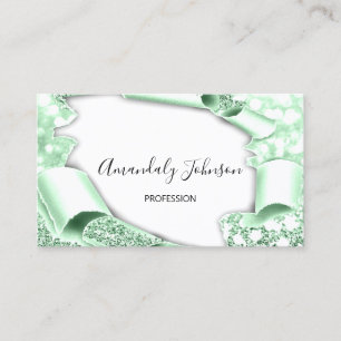 3D Glitter Makeup Event Planner Mint Green Visitekaartje