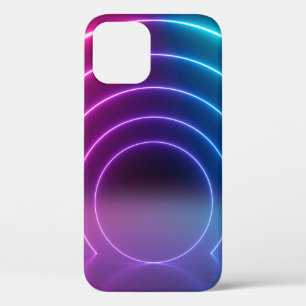 3d, gloeiende lijnen, tunnel, neonlichten, virtuee iPhone 12 hoesje