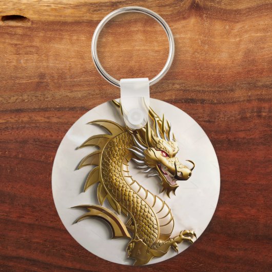 3D Gold Dragon Embleem Sleutelhanger (Voorkant)