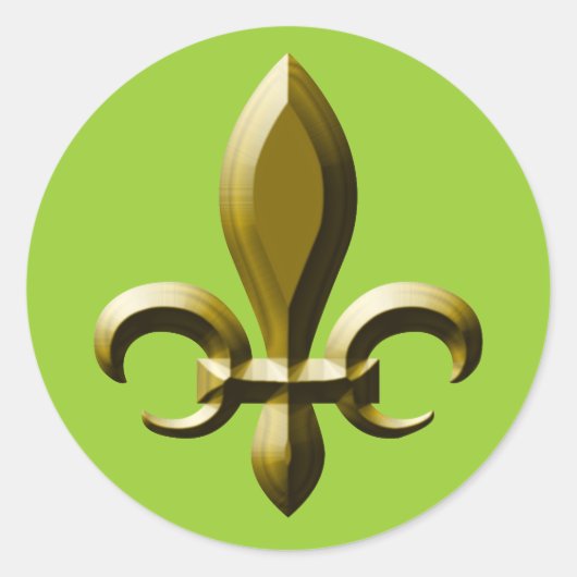 3D Gold Fleur de Lis Ronde Sticker (Voorkant)