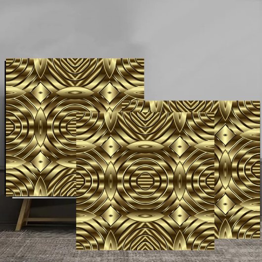 3D Gold Metallic Geometric Pattern luxury  Tegeltje