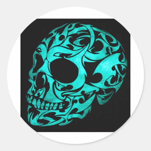 3D gothische schedel Ronde Sticker (Voorkant)