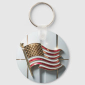 3D Gouden Embleem Amerikaanse Vlag Sleutelhanger (Voorkant)