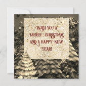 3d Gouden Kerstboom | Gouden Kerstfeest Kaart (Achterkant)