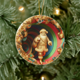 3d Gouden Kerstman Keramisch Ornament