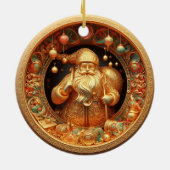 3d gouden Kerstman Keramisch Ornament (Achterkant)