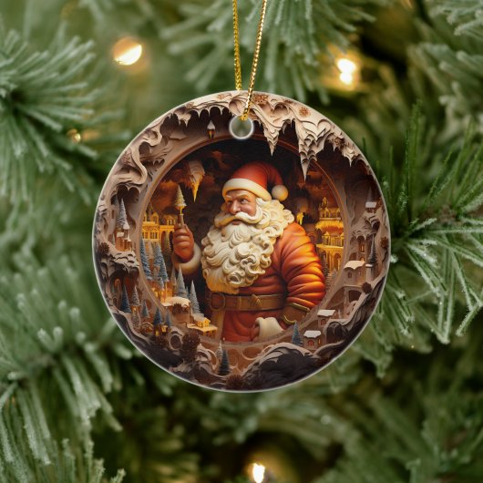 3d Gouden Kerstman Keramisch Ornament (Boom)