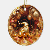 3d gouden Kerstman Keramisch Ornament (Links)