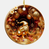 3d gouden Kerstman Keramisch Ornament (Achterkant)