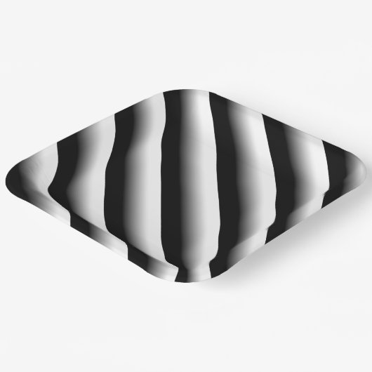 3D Gradient Black, Gray and White Stripe Papieren Bordje (Gebogen)
