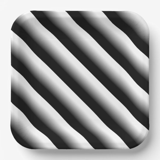 3D Gradient Black, Gray and White Stripe Papieren Bordje (Voorkant)