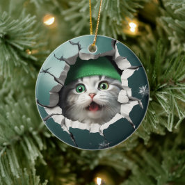 3D grappige kat Keramisch Ornament