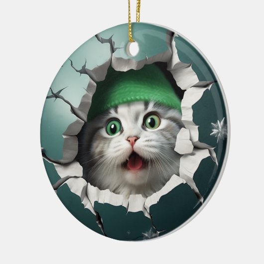 3D grappige kat Keramisch Ornament (Links)