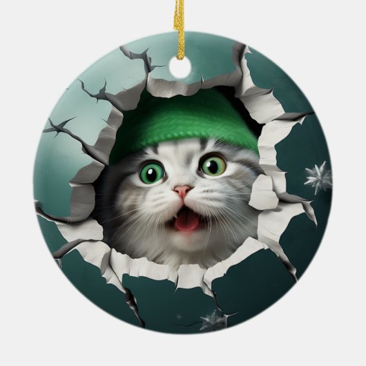 3D grappige kat Keramisch Ornament (Achterkant)