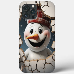 3d Grappige Sneeuwman Kerstmis iPhone 13 Pro Max Hoesje