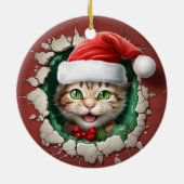 3d Green Eyed Cat Keramisch Ornament (Achterkant)