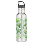 3D groen blad patroon 01A blauw BG Waterfles (Achterkant)